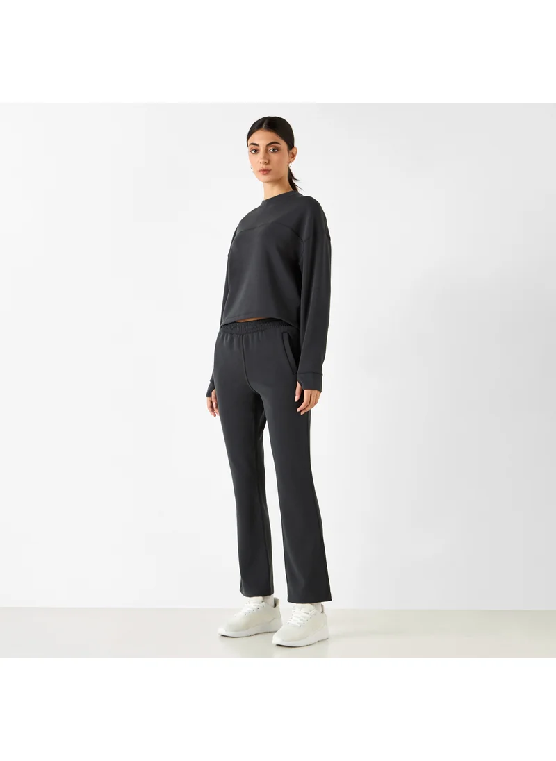 ADOT by Splash Panelled Cropped Sweatshirt with Long Sleeves