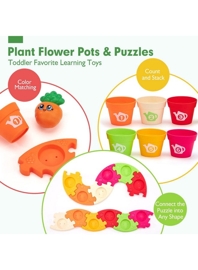 hahaland Montessori Toys for 1 Year Old Gifts - Puzzle & Garden Set - Color Sorting Stacking Daycare Learning Toys for Toddlers 1-3 - Image 2
