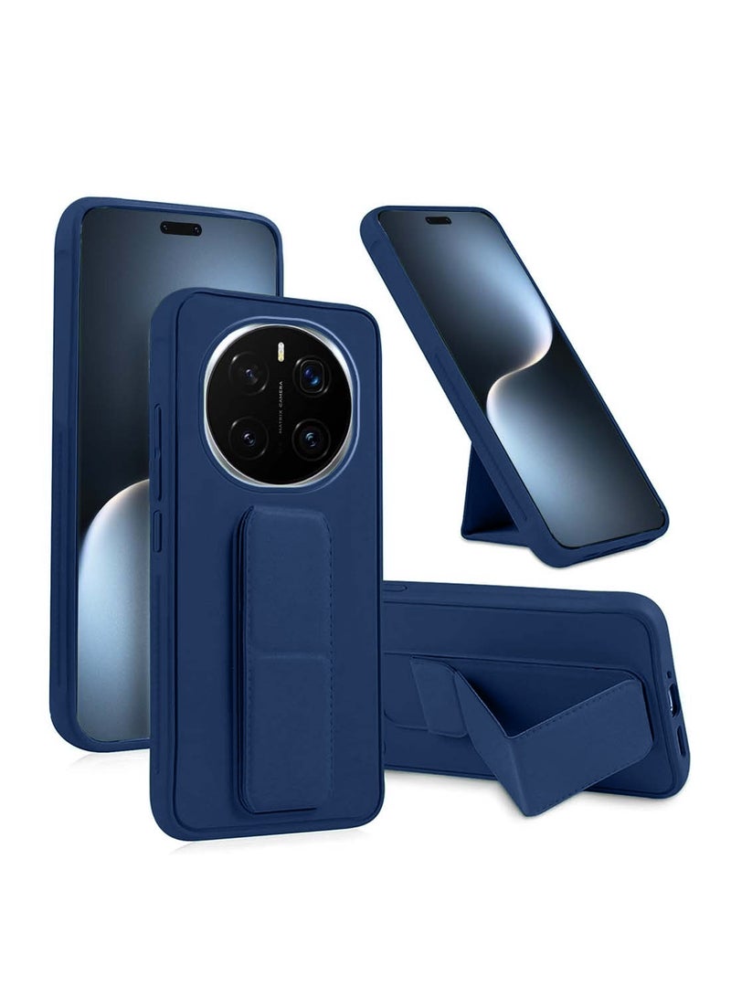 Wtech Honor Magic7 Pro 5G 2024 Hand Grip Foldable Magnetic Kickstand Wrist Strap Finger Grip With Built-In Iron Case Cover (MCGHSN) - Navy Blue - Image 1