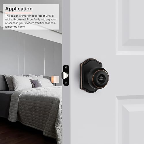 Haidms Oil Rubbed Bronze Door Knobs Interior, Privacy Interior Door knobs, Bronze Indoor Doorknobs for Bedroom or Bathroom (6 Pack) - Image 3
