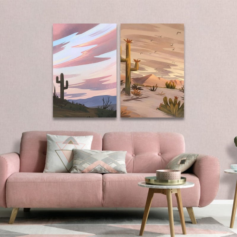 Marktna Double canvas painting with a desert design - Image 1