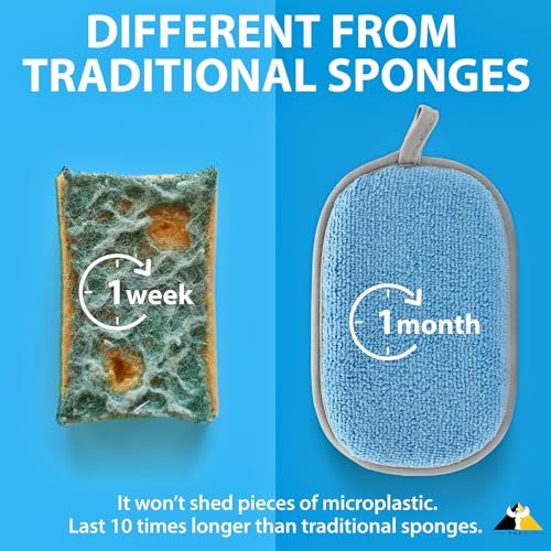 THEA Multi-Purpose Scrub Sponge Pad (Pack of 2) – Non-Scratch Reusable Microfiber Scrubber for Kitchen Utensils, Dish Wash, Bathroom Cleaning, Steel Wool Alternative, Scrub Wipes & Pads - Image 3