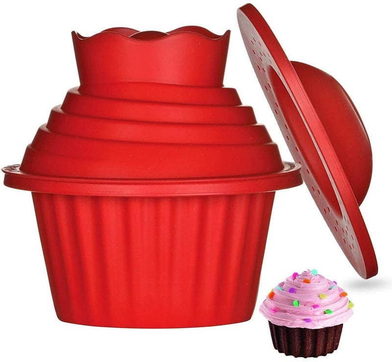 MoldBerry Cupcake Mould Big Silicone Giant Cupcake Cake Pan Mold Reusable for Cake Baking Muffin Pack of 1 Multi Color - Image 1