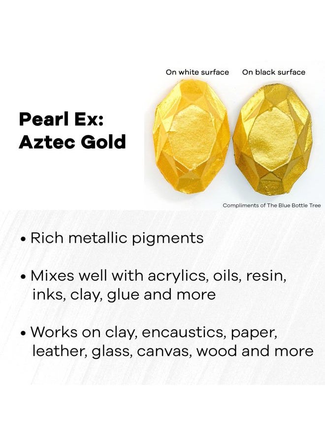 Jacquard Pearl Ex Pigment Powder 3 Grams Aztec Gold - Loose Mica Powder for Epoxy Resin, Watercolors, Calligraphy Ink & Clay - Epoxy Pigment Powder - Epoxy Resin Color  - Image 2