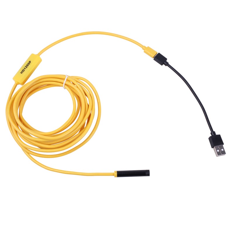 8mm Wireless Endoscope Camera IP68 Waterproof WiFi Inspection 2.0MP HD 8 LED Semi-Rigid Cable Borescope for iPhones iPads Android Devices and PC Yellow 5M - Image 3