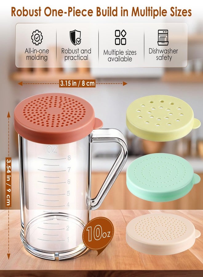 Feekoon Dredge with Snap Lid, Seasoning Sugar Spice Shaker with Interchangeable Lids – 10 OZ Clear Spice Dredge for Cinnamon Sugar, Parmesan Cheese, Pepper, Dishwasher Safe (5 Pcs) - Image 3