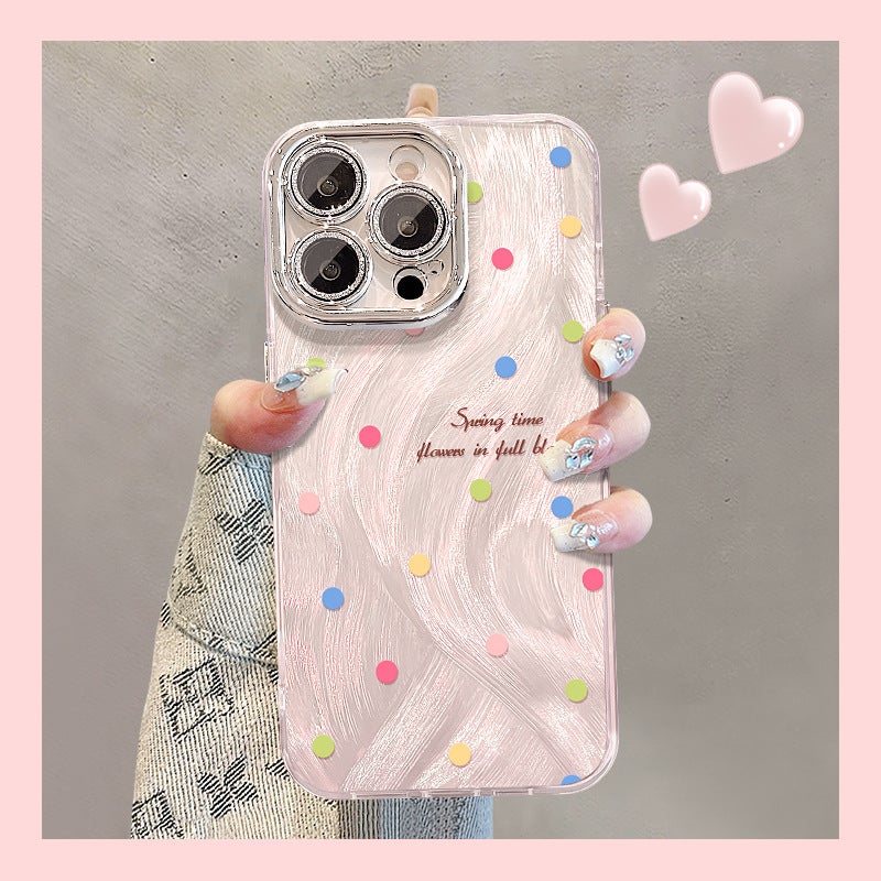 Colorful Heart Suitable for Apple 16 Feather Yarn Mobile Phone Case 15 Promax Sense 13 Cute Girls 14 Anti-Fall 17 - Image 3