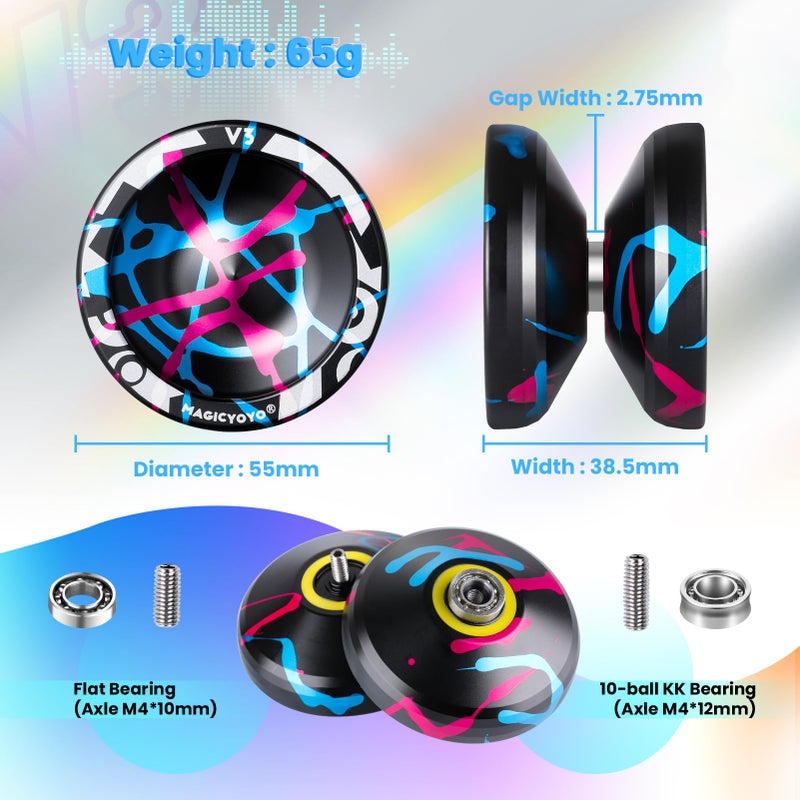 MAGICYOYO V3 Yoyo Professional Responsive Yoyo for Kids, Unresponsive Yo yo for Adults, Metal Professional Yoyos + 12 Yo yo Strings, Yo-Yo Accessory - Image 5