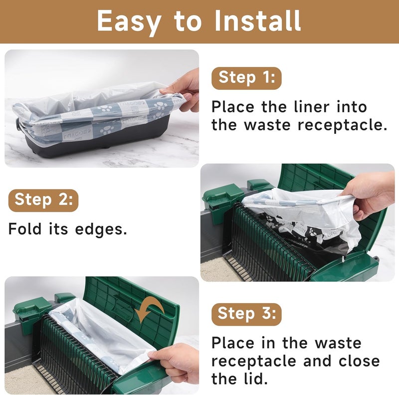LUVCOSY Permanent Waste Receptacle with 40 Liners Compatible with Pet Zone Semi Automatic Cat Litter Box, Sturdy Litter Box with Kitty Litter Bags, No-Touch Litter Box Liners(Machine NOT Included) - Image 5