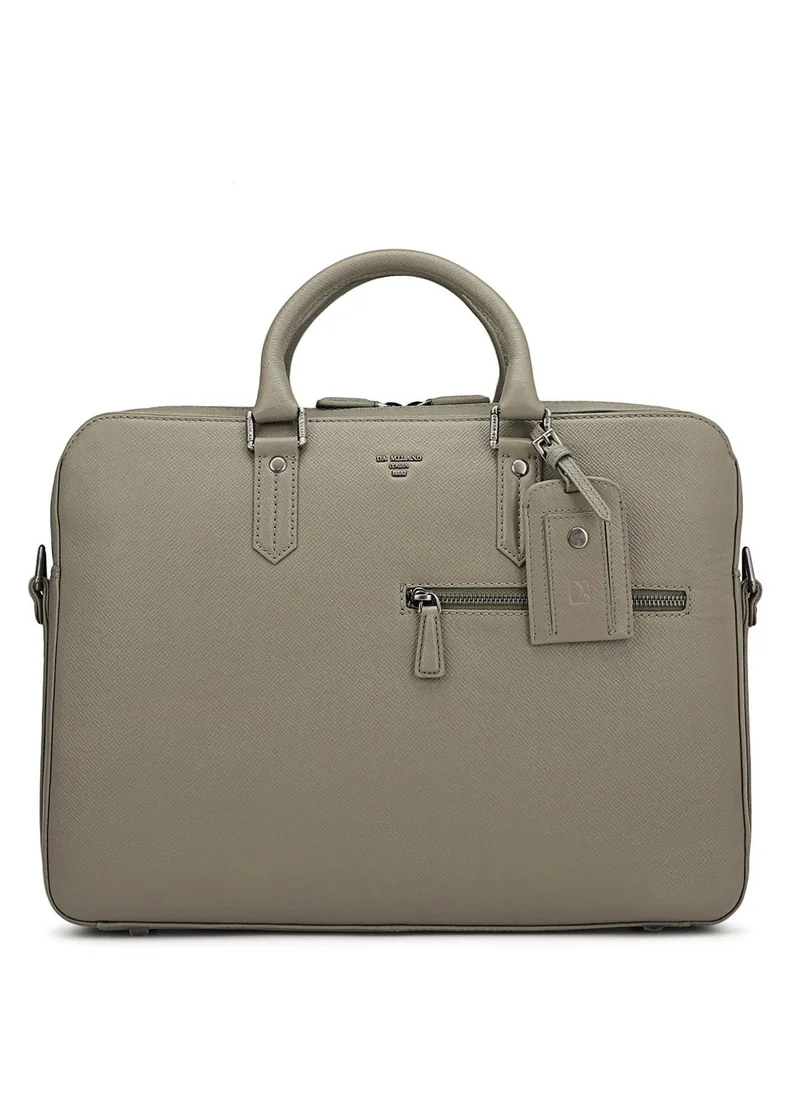دا ميلانو حقيبة لاب توب جلد طبيعي دا ميلانو رمادي