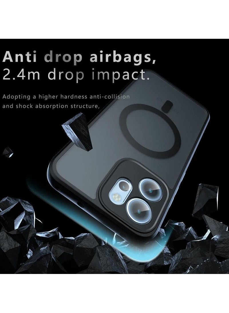 general OPPO Reno14 F 5G Magnetic Case Matte Matte Translucent Black Case Anti-Yellowing Airbag PC+TPU Shockproof Protective Back Case OPPO Reno 14F - Image 4