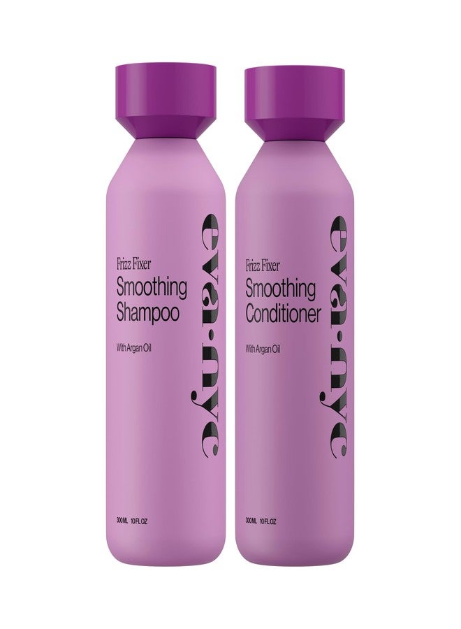 Eva NYC Anti-Frizz Shampoo and Conditioner Set with Argan Oil + Sunflower Seed Oil - Soft, Shiny, Nourished Hair - Frizzy, Medium to Thick Types - Sulfate-Free - Vanilla Scent - 10 fl oz (Pack of 2) - Image 1