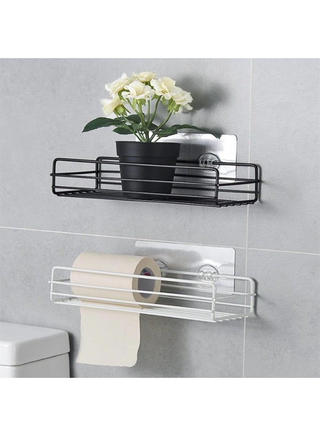 Soofam Shower Caddy,2 PcsNo Drilling Adhesive Shower Shelf for Bathroom Storage, Rustproof Stainless Steel Shower Organizer Wall Mounted, 2 Pcs (Black And White) - Image 5