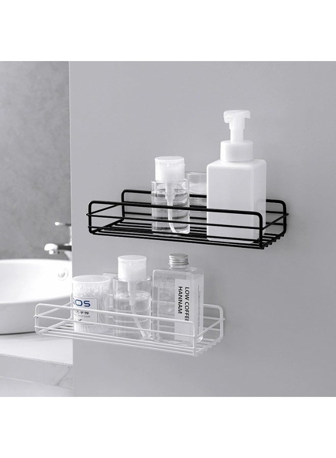 Soofam Shower Caddy,2 PcsNo Drilling Adhesive Shower Shelf for Bathroom Storage, Rustproof Stainless Steel Shower Organizer Wall Mounted, 2 Pcs (Black And White) - Image 3