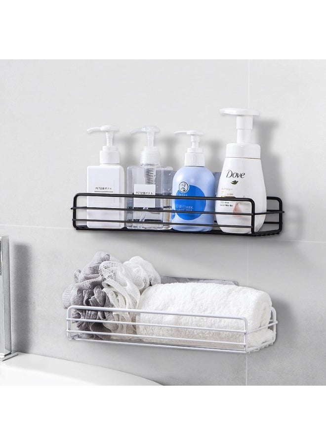 Soofam Shower Caddy,2 PcsNo Drilling Adhesive Shower Shelf for Bathroom Storage, Rustproof Stainless Steel Shower Organizer Wall Mounted, 2 Pcs (Black And White) - Image 2