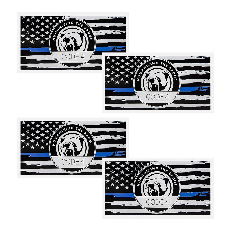 FSTURIOS 4PCS Thin Blue Line Sticker Code 4, Police Support Sticker American Flag Thin Line Decal, Waterproof Thin Line Flag Stickers Support Law Enforcement for Car Window Laptop (Small) - Image 1