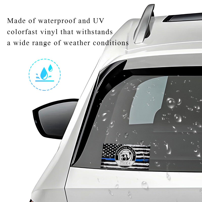 FSTURIOS 4PCS Thin Blue Line Sticker Code 4, Police Support Sticker American Flag Thin Line Decal, Waterproof Thin Line Flag Stickers Support Law Enforcement for Car Window Laptop (Small) - Image 3