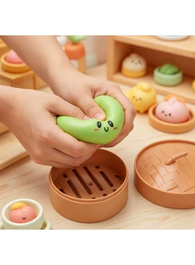 TOP ONE Dumpling Squishy Dumpling Stress Ball Steamed Stuffed Bun Stress Relief Squeezing Bun Toys For Halloween Project Tricking People Kid Playing - Image 5