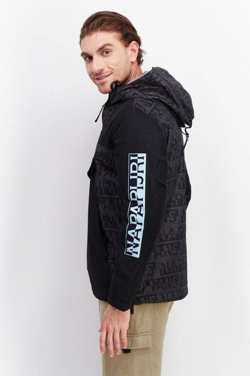 VANS Men Brand Logo Soft Shell Hooded Jacket , Black Combo - Image 2