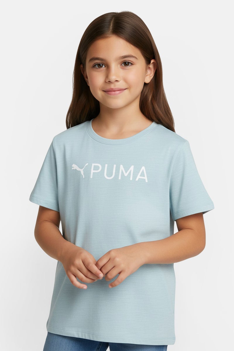 PUMA Kids Girl Sportswear Fit Short Sleeve Training T-Shirt, Turquoise - Image 1