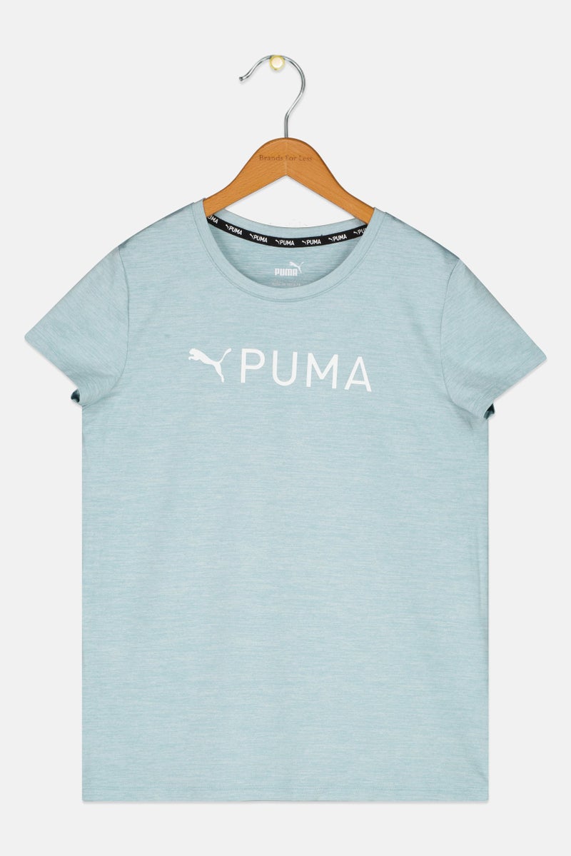 PUMA Kids Girl Sportswear Fit Short Sleeve Training T-Shirt, Turquoise - Image 3