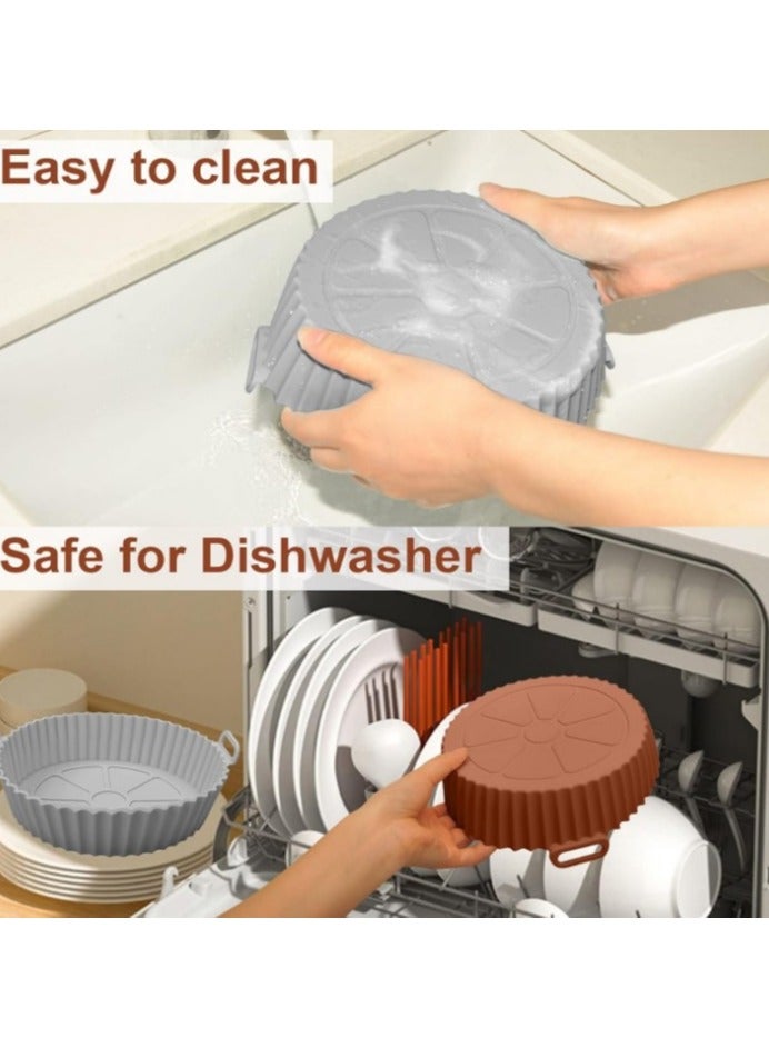 قوالب ايرفراير سيليكون غير لاصق، قالب وعاء سليكون ارفرير دائري آمن غذائيًا للقلاية الهوائية، بطانة مقلاة هوائية بديل لورق الزبدة القابل للاشتعال، سلة فرن قابلة لإعادة الاستخدام، ملحقات فرن للمطبخ، مناسبة للمقلاة الهوائية 3 إلى 5.7 لتر( اللوان متعددة  تاتي بشكل عشوائي) - Image 2