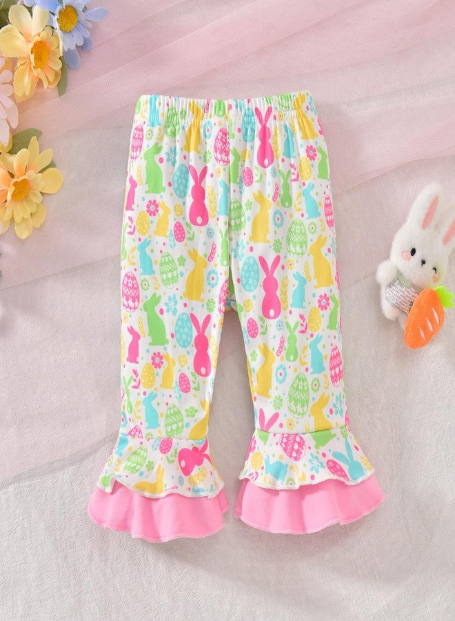 Aalizzwell Newborn Baby Girl Easter Clothes Rabbit Bodysuit Bunny Bell Bottoms Flared Pants Outfit NB Pink - Image 5