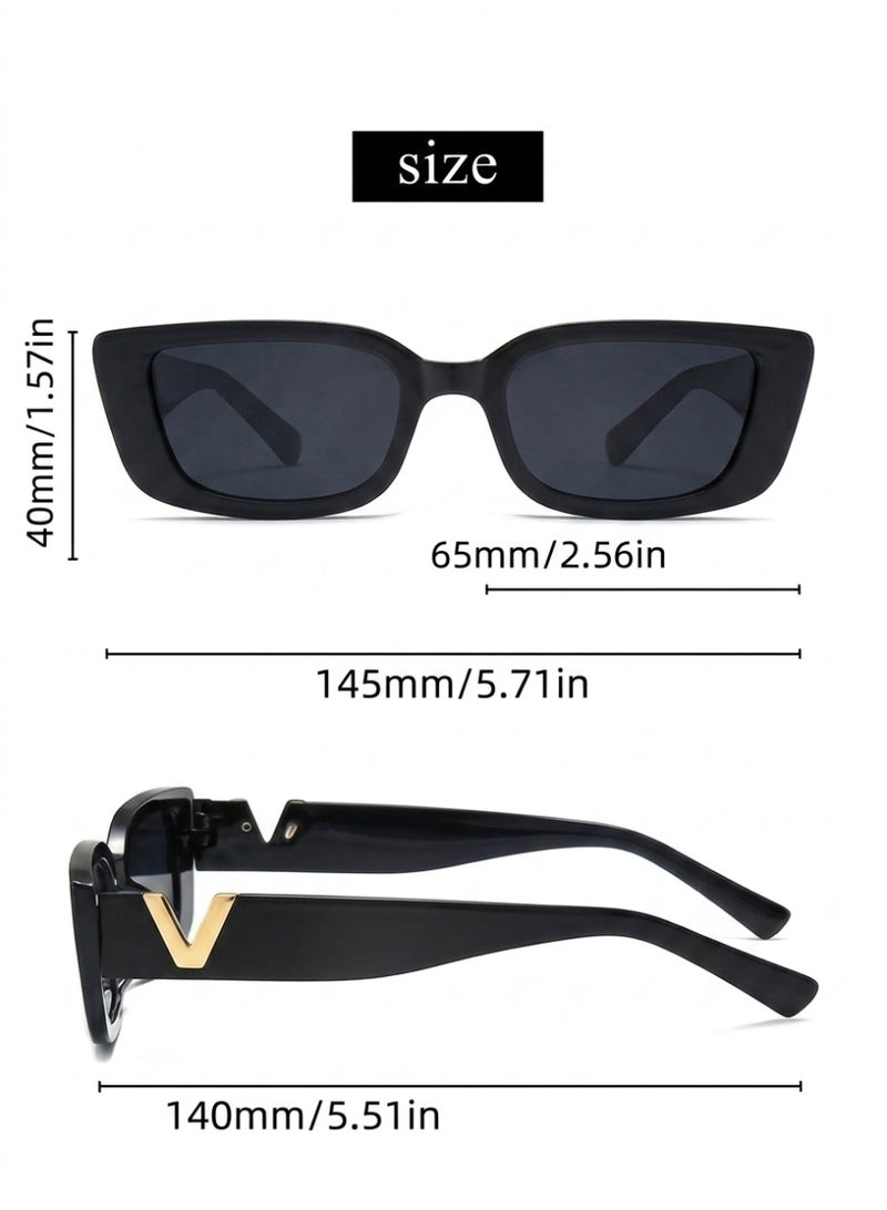 Retro Rectangular Sunglasses for Women - Chic Black Frame - UV400 Protection - Stylish Fashion Eyewear - Image 2