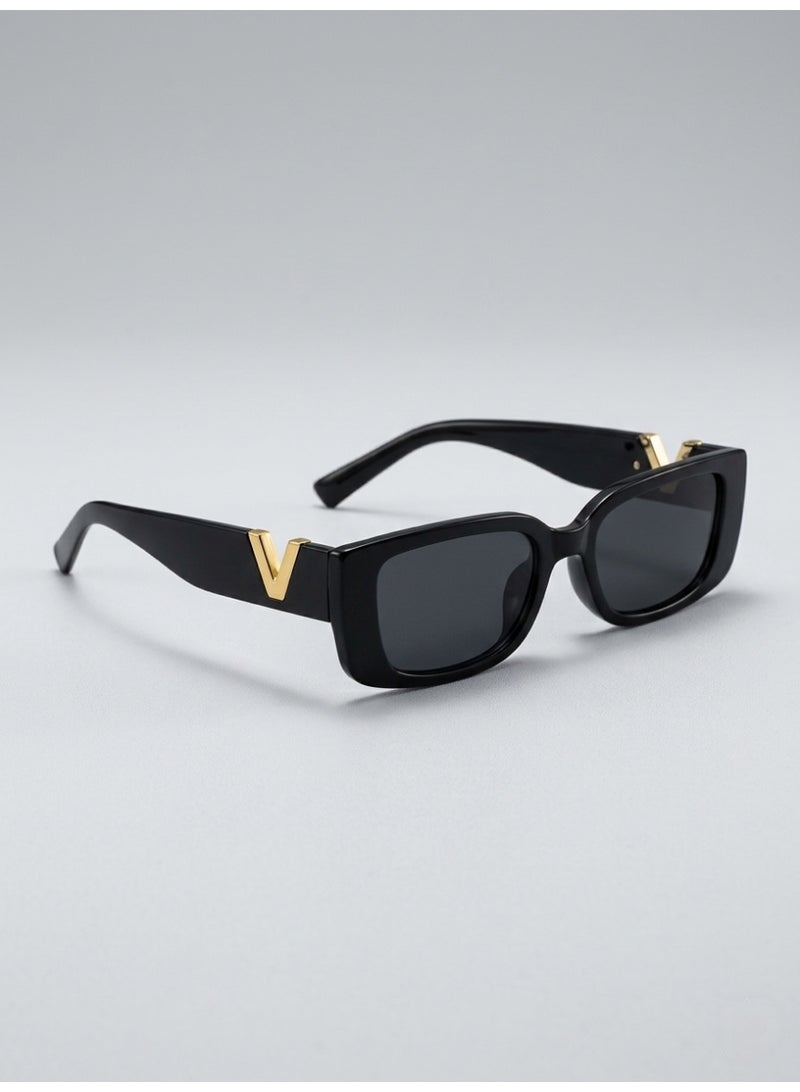 Retro Rectangular Sunglasses for Women - Chic Black Frame - UV400 Protection - Stylish Fashion Eyewear - Image 5
