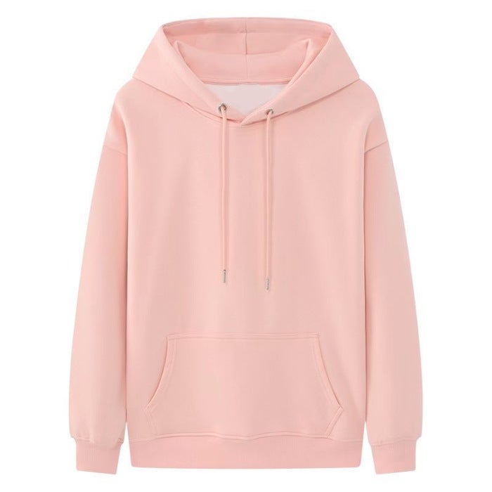 370 Hooded Thin Eating Wool Cotton Composite Solid Color Sweater Loose Hooded Men'S And Women'S Base Shirt Trendy - Image 1