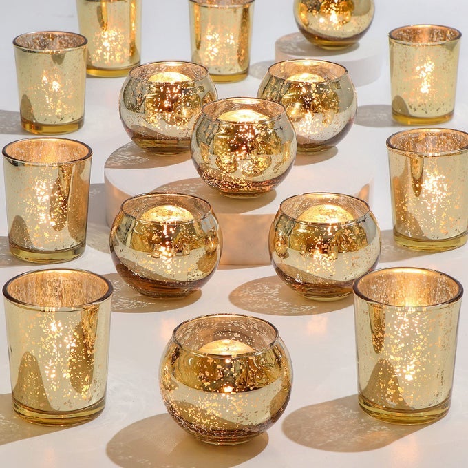 24PCS GLASS VOTIVE CANDLE HOLDERS CLEAR GLASS CANDLE HOLDER FOR FLOATING CANDLETEA LIGHTS WEDDING CENTERPIECES FOR TABLES BRIDAL BABY SHOWER PARTY TABLE DECOR