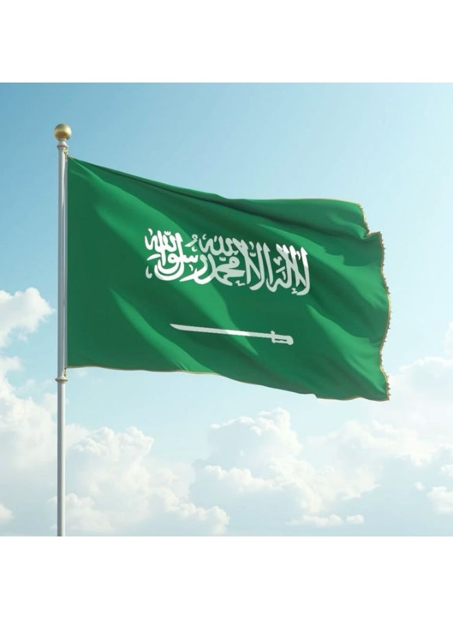 ARS Saudi Arabia Flag -Single Side Heavy-Duty 210D Satin, Saudi Arabia Flag for Outdoor/Indoor, Fade Resistant, Flag Day, And Home-Polyester, Sport Day, FIFA Cup-Size Available - Image 1