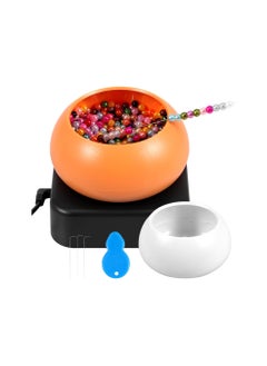 KASTWAVE Electric Bead Spinner, Adjustable Speed Beading Bowl Spinner Kit with 3 Beading Needles, Automatic Fast Clay Beads Spinner for DIY Bracelets Necklace Jewelry Making, Orange  - Image 1