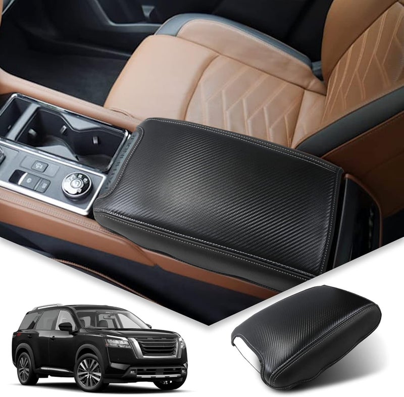 BIBIBO for 2023 Pathfinder Center Console Cover for 2022 2023 Nissan Pathfinder Console Lid, 2022 Pathfinder Arm Rest Pad Seat Box Cover Protector, Pathfinder 2023 Accessories Armrest Cushion (Black) - Image 1