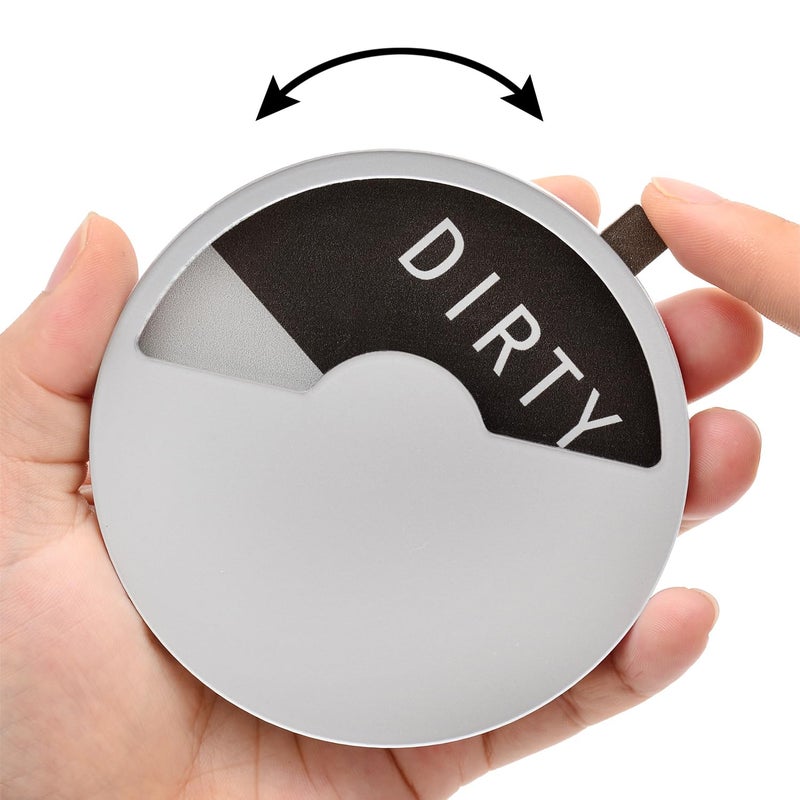 Kichwit Dishwasher Magnet, Clean Dirty Dishwasher Sign Magnetic, Tells Whether Dishes are Clean or Dirty, 3.5", Silver - Image 2