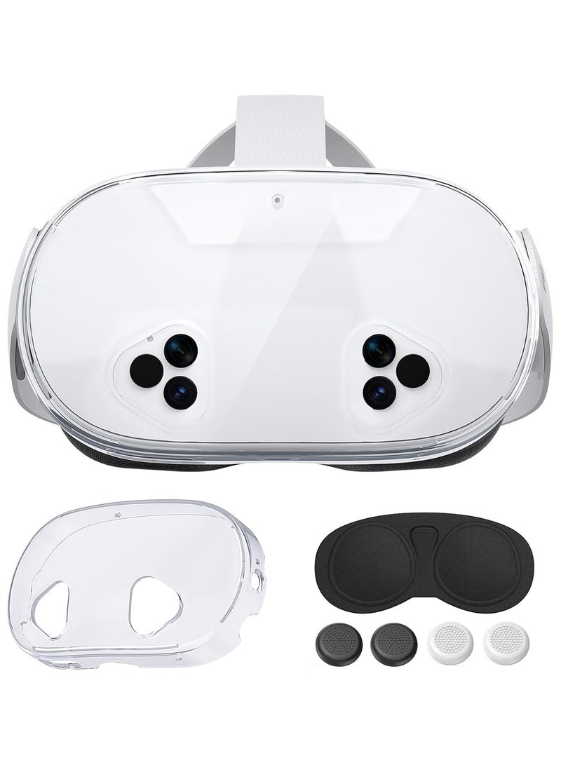 AOLION For Meta Quest 3S Accessories, TPU Protective Shell Cover Compatible with Oculus Quest 3S, VR Accessories Included Transparent Shell Cover, Lens Cover, Joystick Caps  - Image 1
