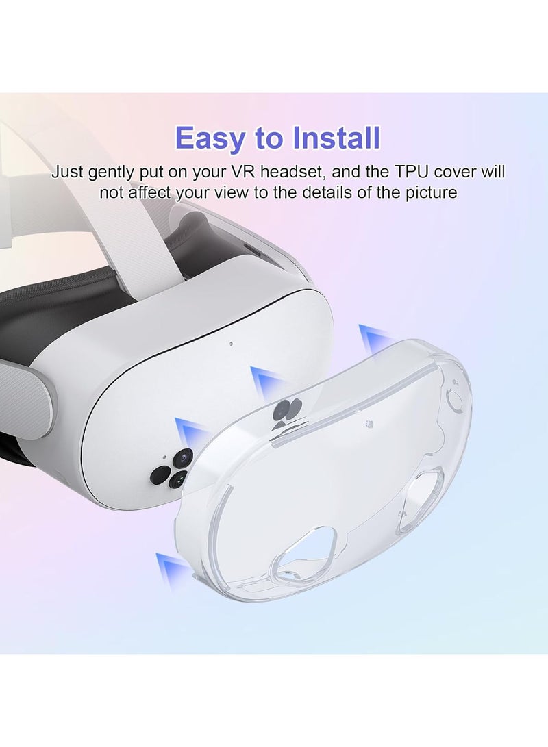 AOLION For Meta Quest 3S Accessories, TPU Protective Shell Cover Compatible with Oculus Quest 3S, VR Accessories Included Transparent Shell Cover, Lens Cover, Joystick Caps  - Image 4