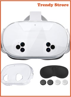 AOLION For Meta Quest 3S Accessories, TPU Protective Shell Cover Compatible with Oculus Quest 3S, VR Accessories Included Transparent Shell Cover, Lens Cover, Joystick Caps  - Image 1