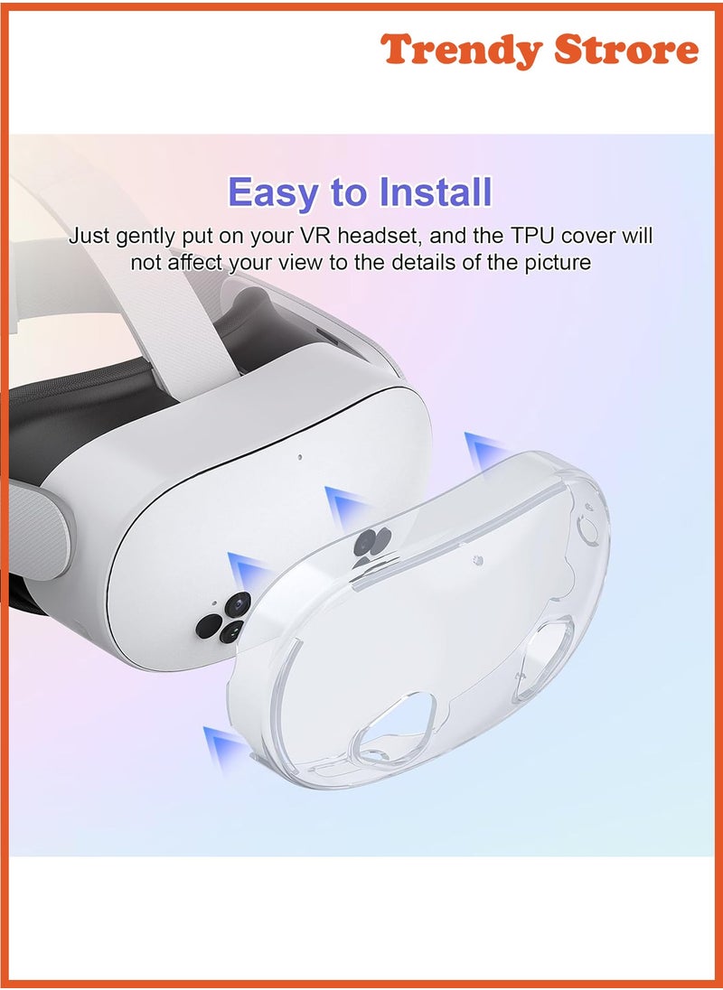 AOLION For Meta Quest 3S Accessories, TPU Protective Shell Cover Compatible with Oculus Quest 3S, VR Accessories Included Transparent Shell Cover, Lens Cover, Joystick Caps  - Image 4