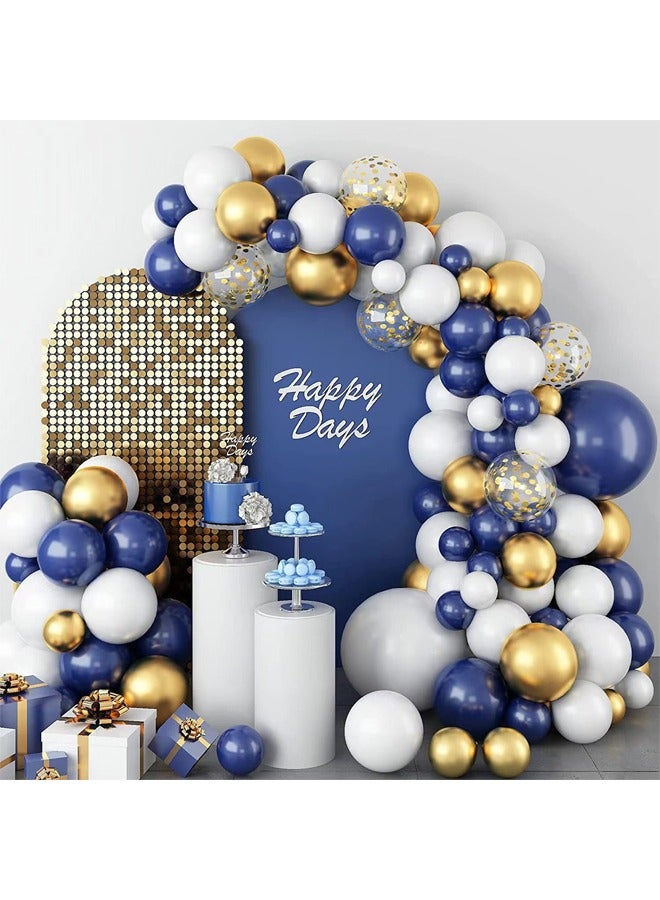 Zeemey 106-pcs Navy Blue White Gold Latex Decorative Balloon Arch Garland Set - Perfect for Graduation Baby Shower Wedding Birthday Bachelorette Party Backdrop Decoration - Suitable for Indoor and Outdoor - Image 1