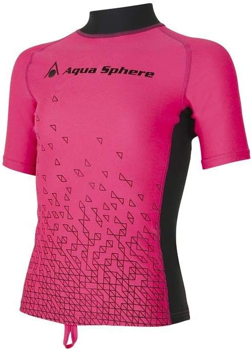 AQUASPHERE Aqua Sphere Bix Girls Pink Short Sleeve Rash Guard Shirt Size 14Y - Image 1