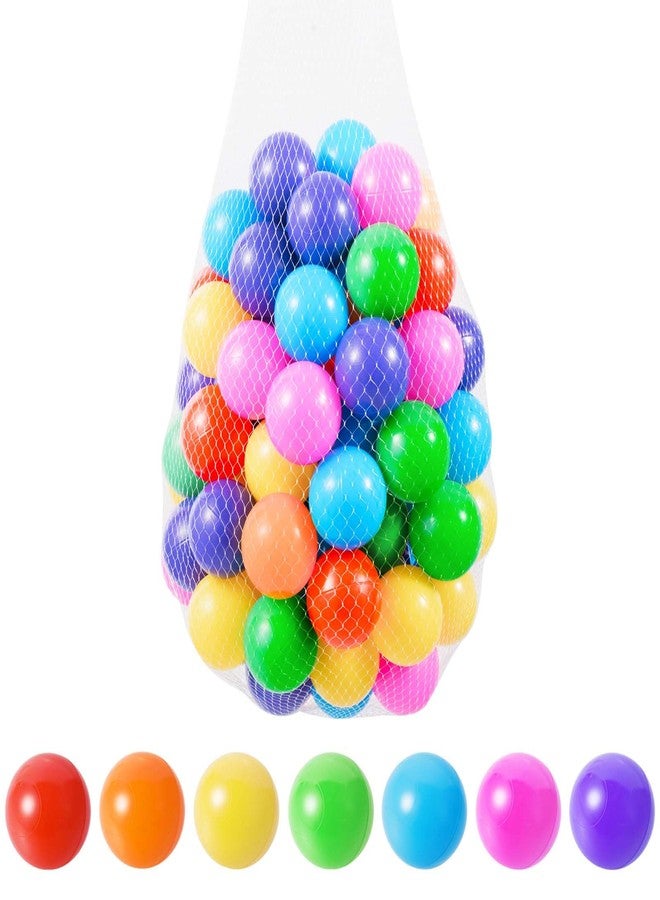 JRFOO Colorful Ball Pit Balls 100pcs for Kids, BPA & Phthalate Free, Crush Proof and Non-Toxic, Plastic Balls for Ball Pit with Reusable Net Bag - Perfect for Play Tents & Parties - Image 1