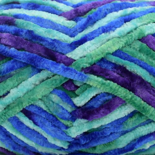 YARFOFUN 3 Pack Velvet Chenille Yarn for CrochetingRainbow Multicolor Fluffy Velvet Plush Yarn Thick Soft Chunky Chenille Yarn Baby Blanket Yarn for Crocheting Knitting BeginnersOcean - Image 3