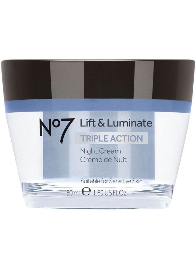 Boots - No7 Lift and Luminate Night Cream, 1.6 Fl. Oz. - Image 1