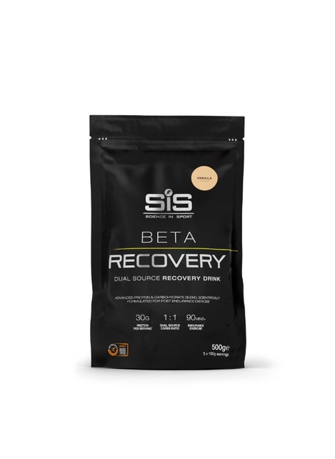 BETA Recovery Dual Source Recovery Drink, advance protein & carbohydrate blend, scientifically formulated for post endurance excercise1:1 dual source carbs ratio, 90 mins endurance excercise | Vanilla Flavour, 30g Protein per Serving, 500g
