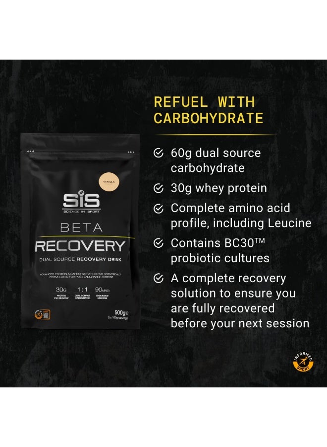 SIS Beta Recovery | 30g Protein | 60g Carbohydrate | 3g Leucine | Post Workout Recovery | Dual Source Protein & Carbohydrate Recovery Drink | Vanilla Flavour | 5 Servings | 500g - Image 3