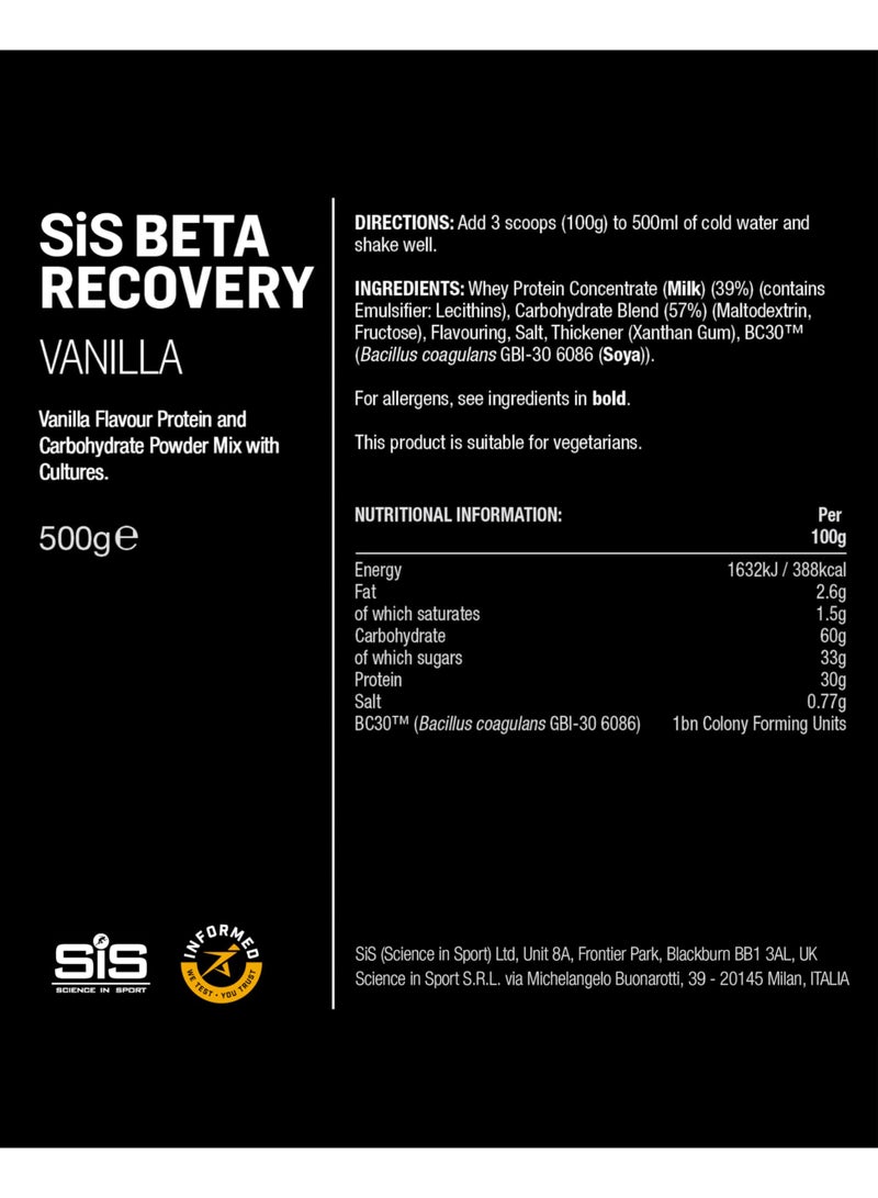 SIS Beta Recovery | 30g Protein | 60g Carbohydrate | 3g Leucine | Post Workout Recovery | Dual Source Protein & Carbohydrate Recovery Drink | Vanilla Flavour | 5 Servings | 500g - Image 5