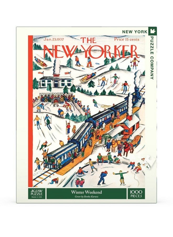 New York Puzzle Company - New Yorker Winter Weekend - 1000 Piece Jigsaw Puzzle for Adults by Ilonka Karasz - Image 3