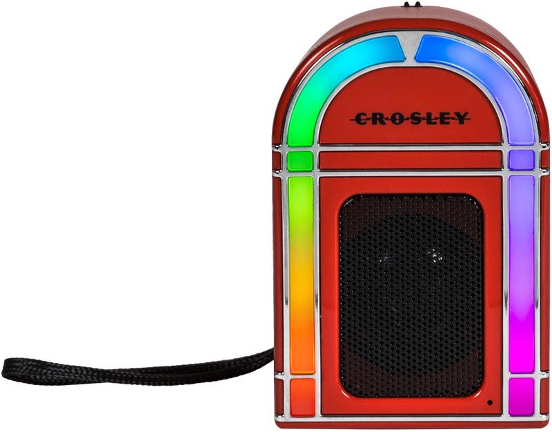 Crosley CR3046A-RE Mini Jukebox Portable Bluetooth Speaker with LED Lights and Microphone, Red - Image 1