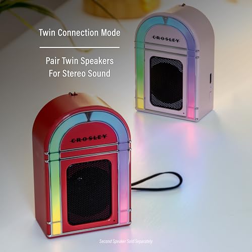 Crosley CR3046A-RE Mini Jukebox Portable Bluetooth Speaker with LED Lights and Microphone, Red - Image 5